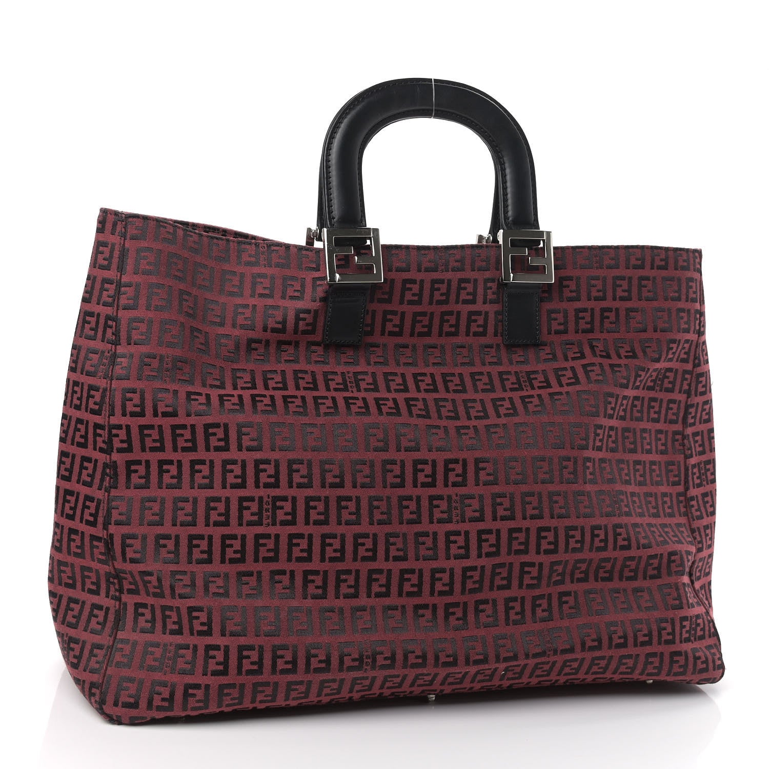 Fendi Zucchino Holdall Tote Red Black 3 of 8
