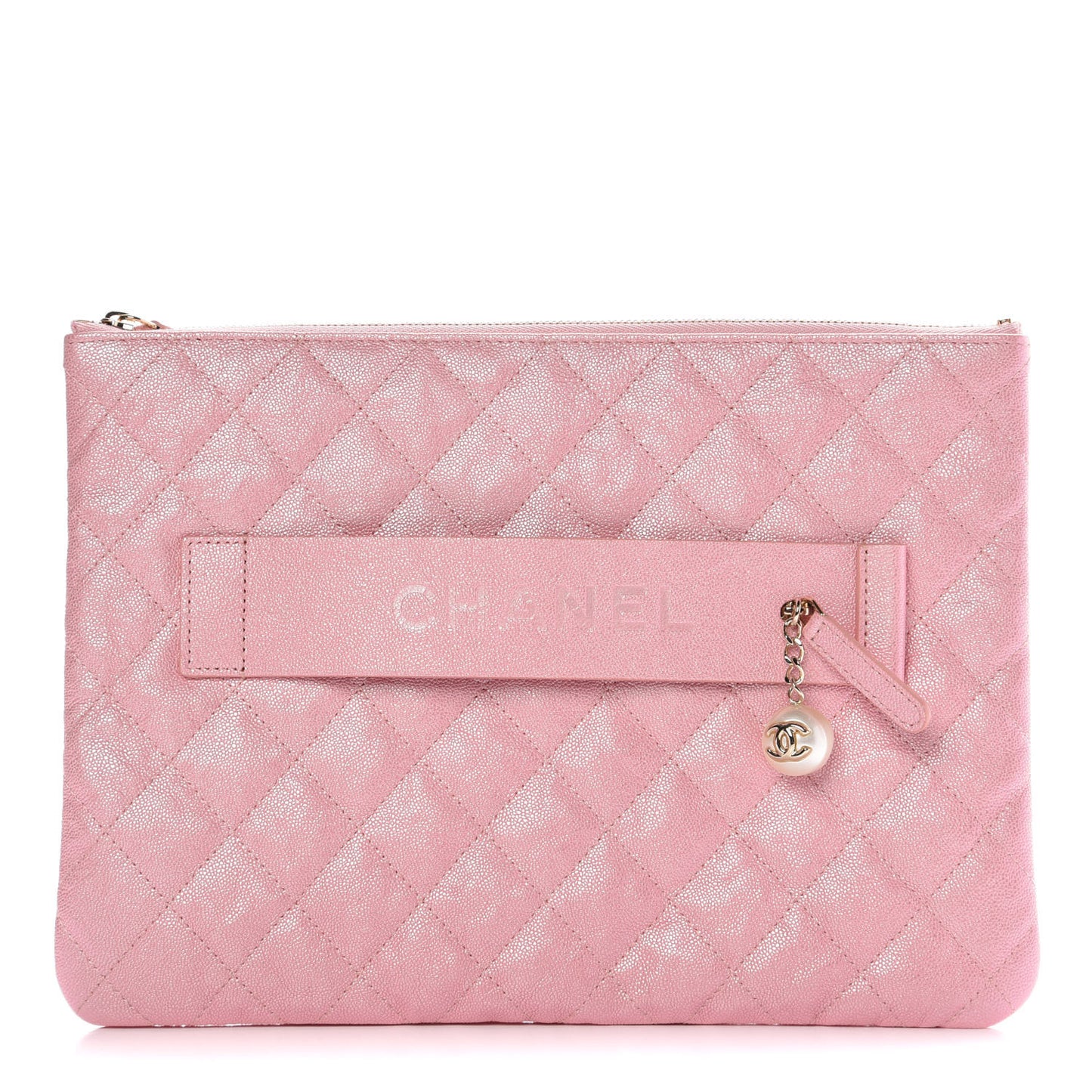 Iridescent Caviar Medium Night by the C Pouch Clutch Rose Pink