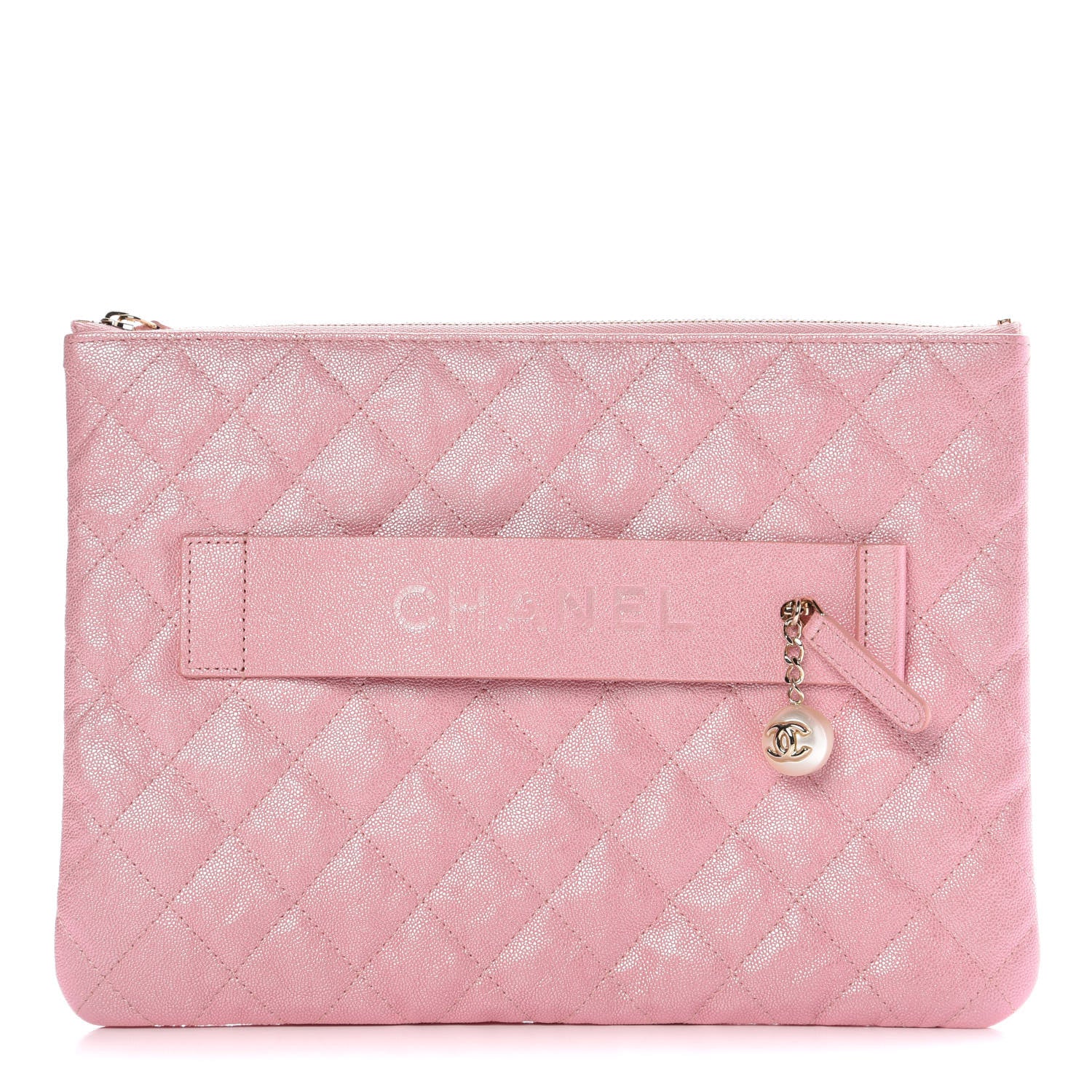 Chanel Iridescent Caviar Medium Night by the C Pouch Clutch Rose Pink 1 of 8