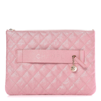 Chanel Iridescent Caviar Medium Night by the C Pouch Clutch Rose Pink 1 of 8