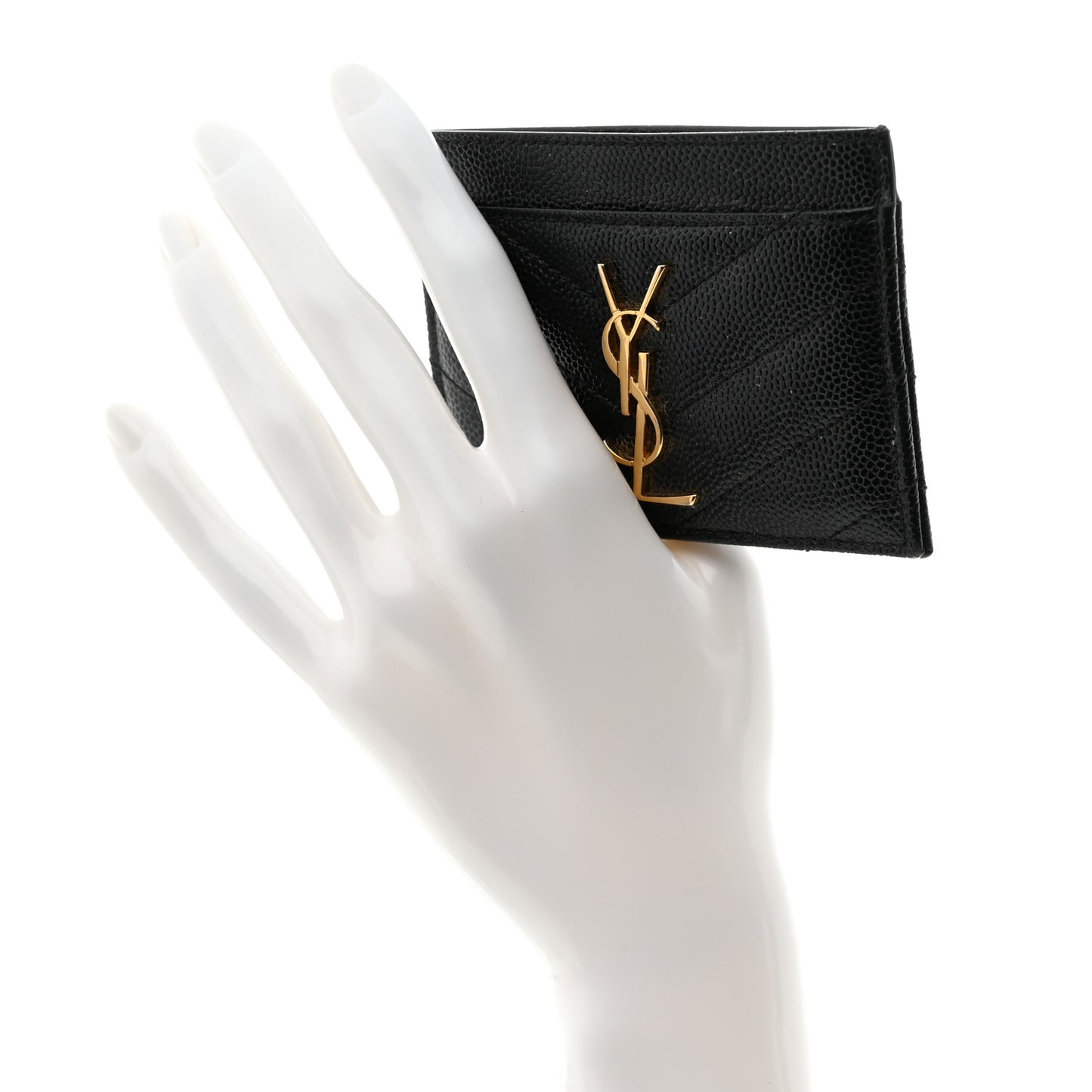 Grain De Poudre Matelasse Chevron Monogram Credit Card Case Black