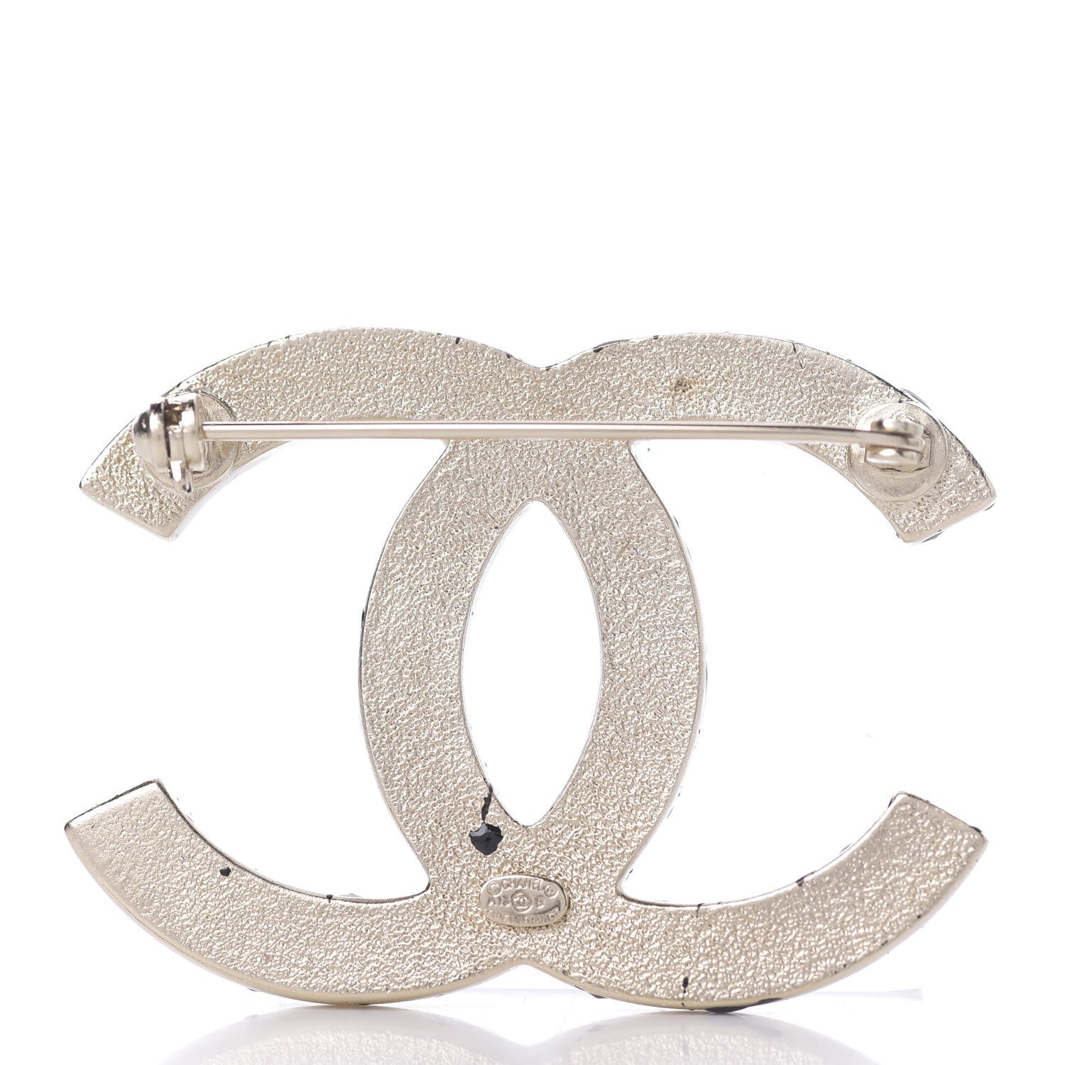 Chanel Matte Jackson Pollock Splattered Paint CC Brooch Gold Black 2 of 3