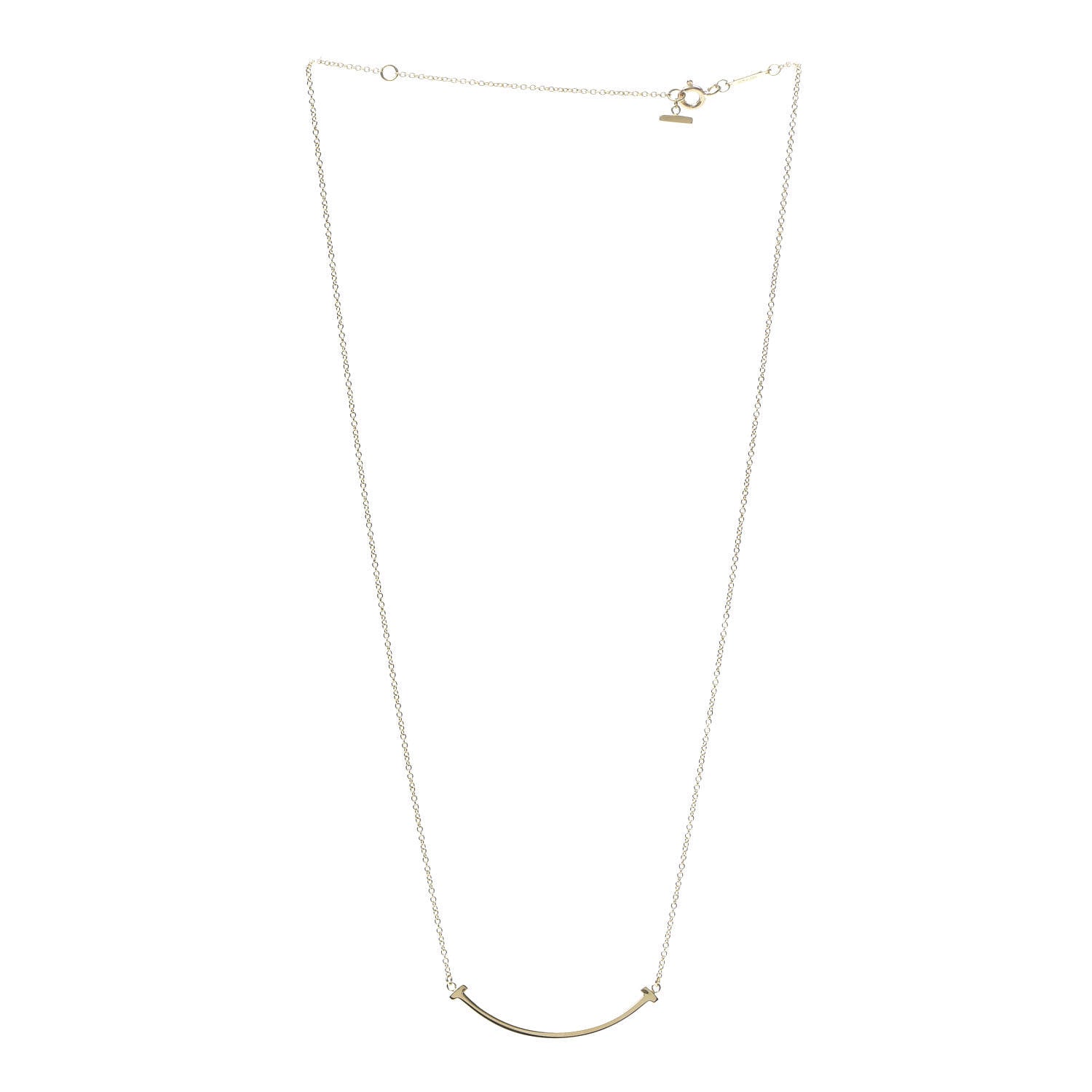 Tiffany 18K Yellow Gold Small T Smile Pendant Necklace 3 of 6