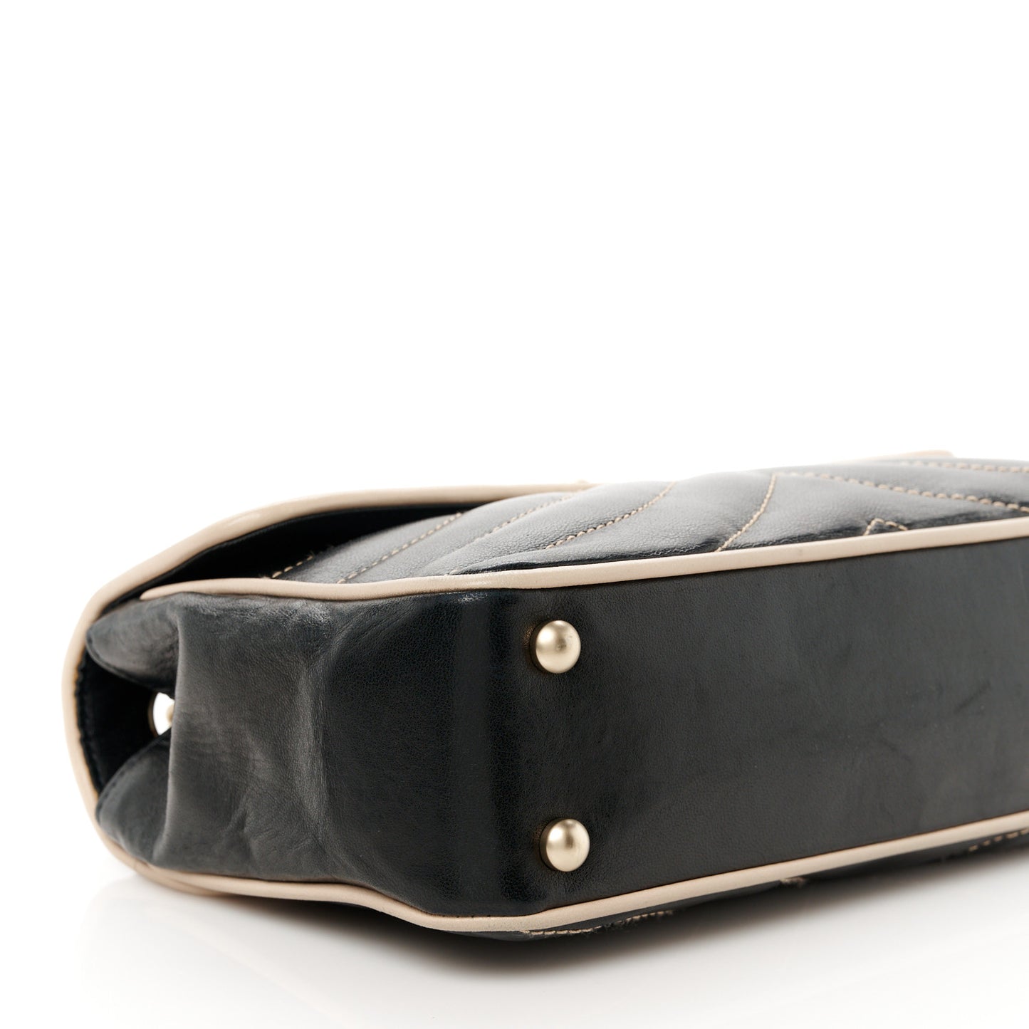Lambskin Quilted Single Flap Bag Black Beige