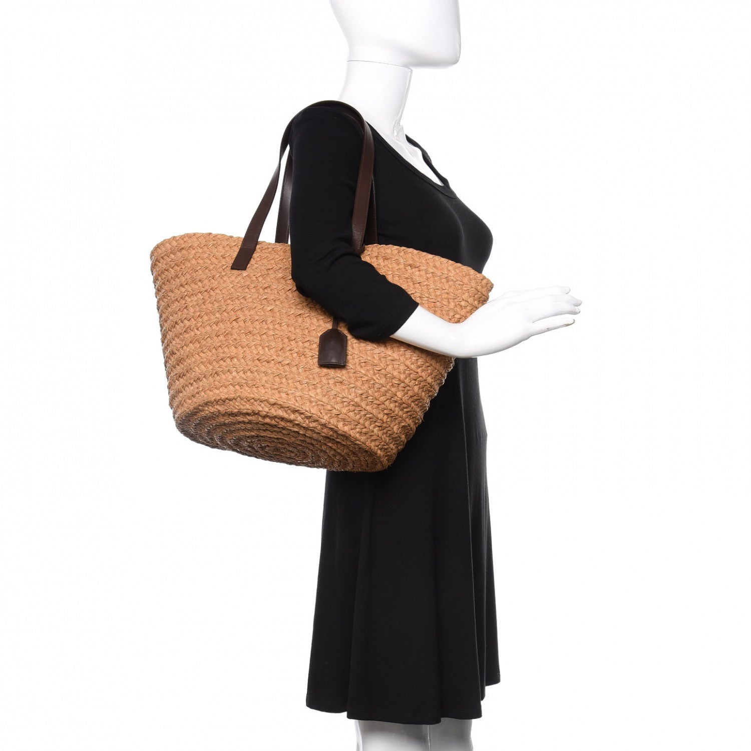 Saint Laurent Raffia Calfskin Medium Panier Tote 2 of 9