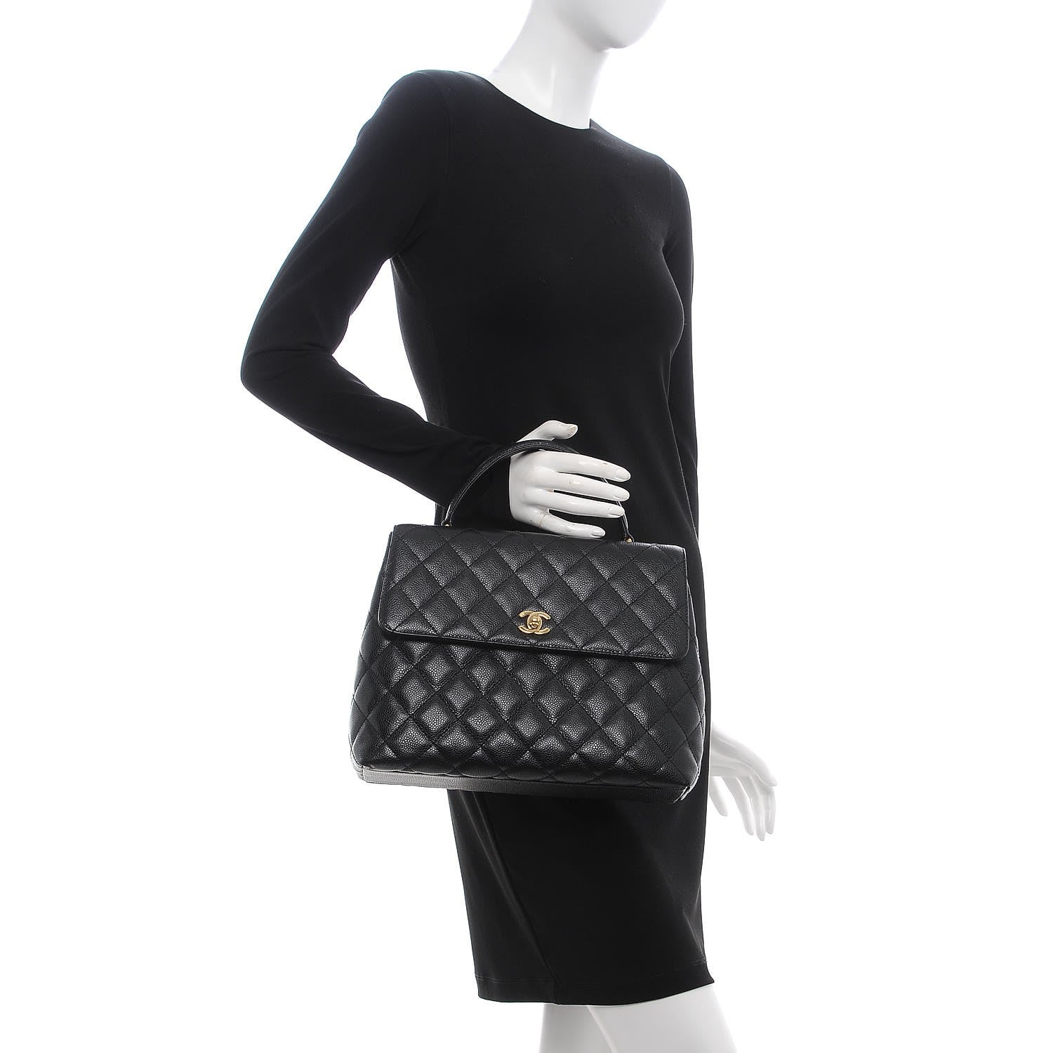 Chanel Caviar Quilted Jumbo Kelly Flap Black 2 of 7