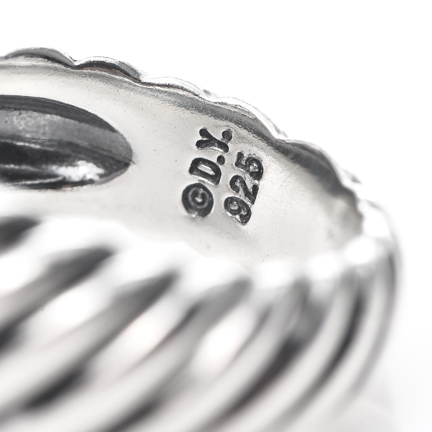 David Yurman Sterling Silver Diamond Buckle Cable Ring 53 6.25 5 of 5