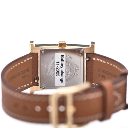 Hermes Stainless Steel Epsom 21mm Heure H Hour Quartz Watch Gold 4 of 5