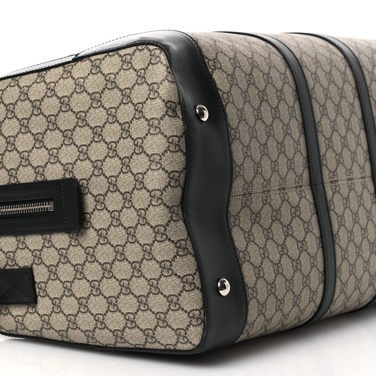 Gucci GG Supreme Monogram Selleria Calfskin Large Duffle Beige Ebony Black 9 of 10