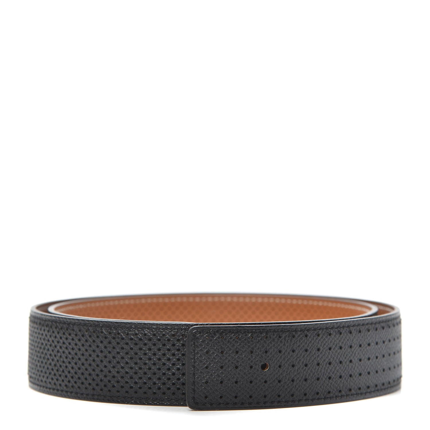 Hermes Epsom Perforated 32mm Belt Strap 80 Black Gold 1 of 4