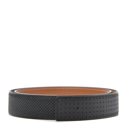 Hermes Epsom Perforated 32mm Belt Strap 80 Black Gold 1 of 4