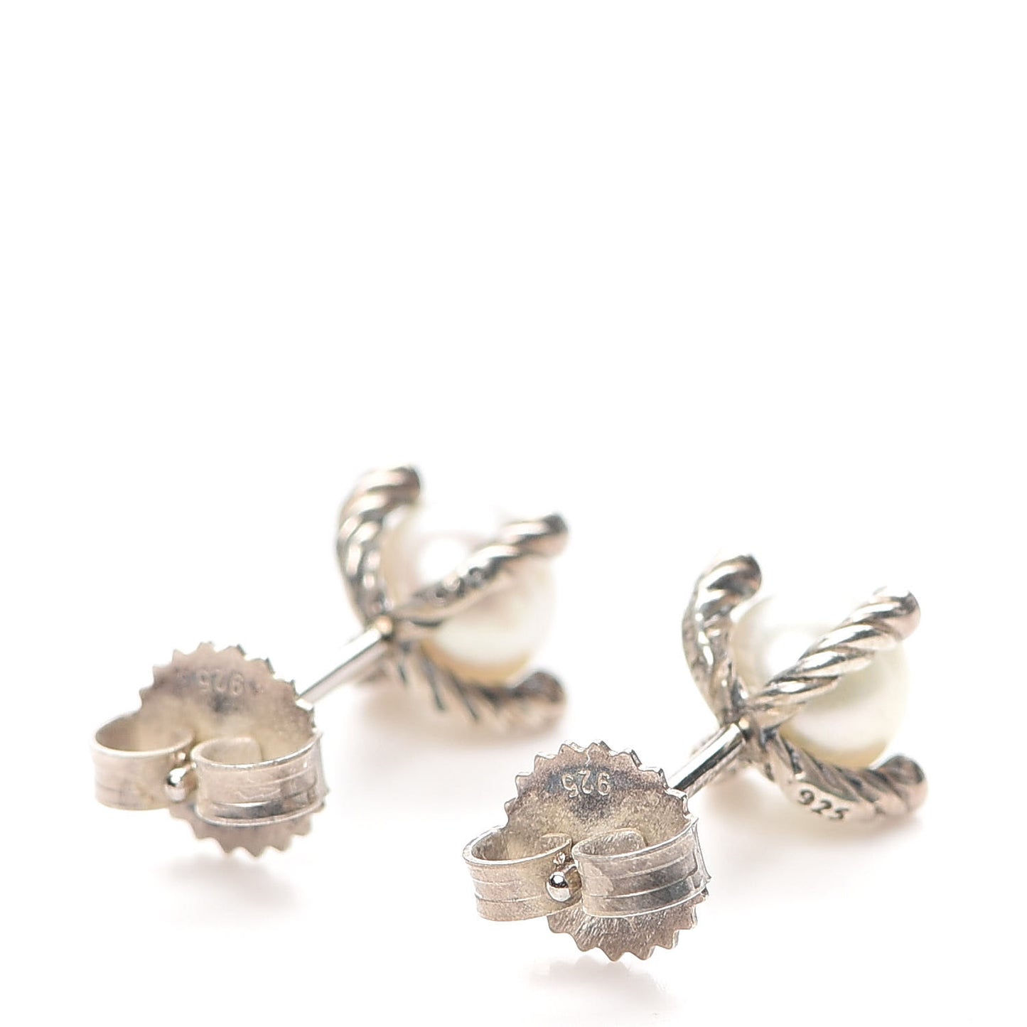 Sterling Silver Diamond Pearl 7mm Earrings