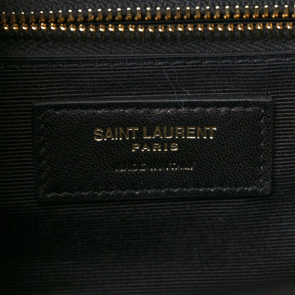 Saint Laurent Grain De Poudre Matelasse Chevron Large Monogram Satchel Black 6 of 10