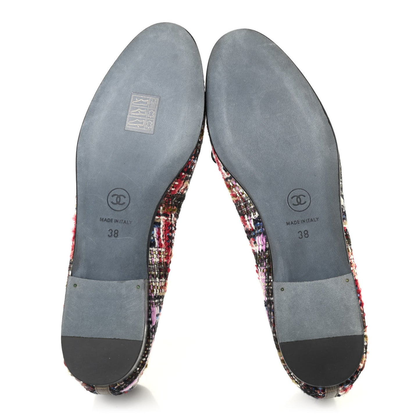 Tweed Lizard CC Cap Toe Ballerina Flats 38 Multicolor Khaki