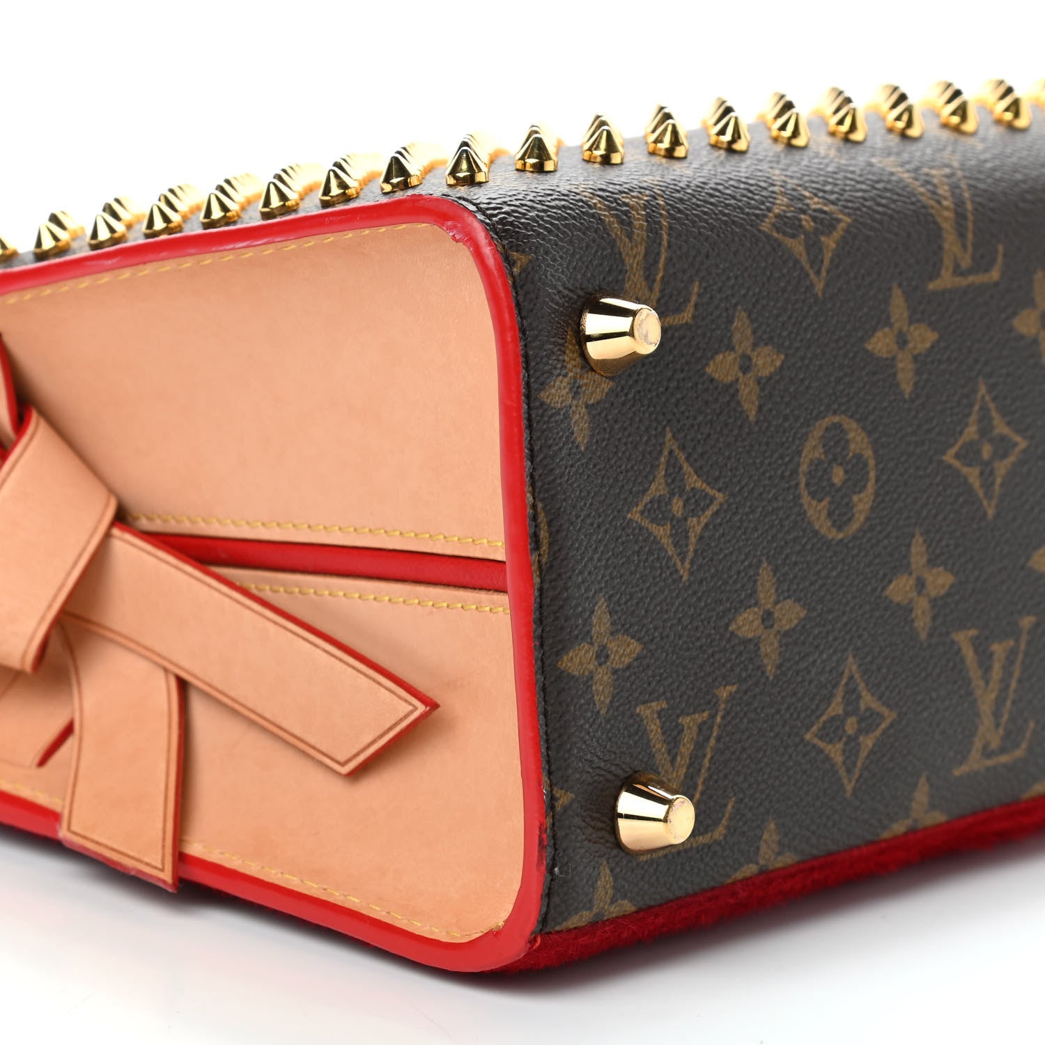 Louis Vuitton Monogram Calf Hair Spikes Iconoclasts Christian Louboutin Tote Red 8 of 11