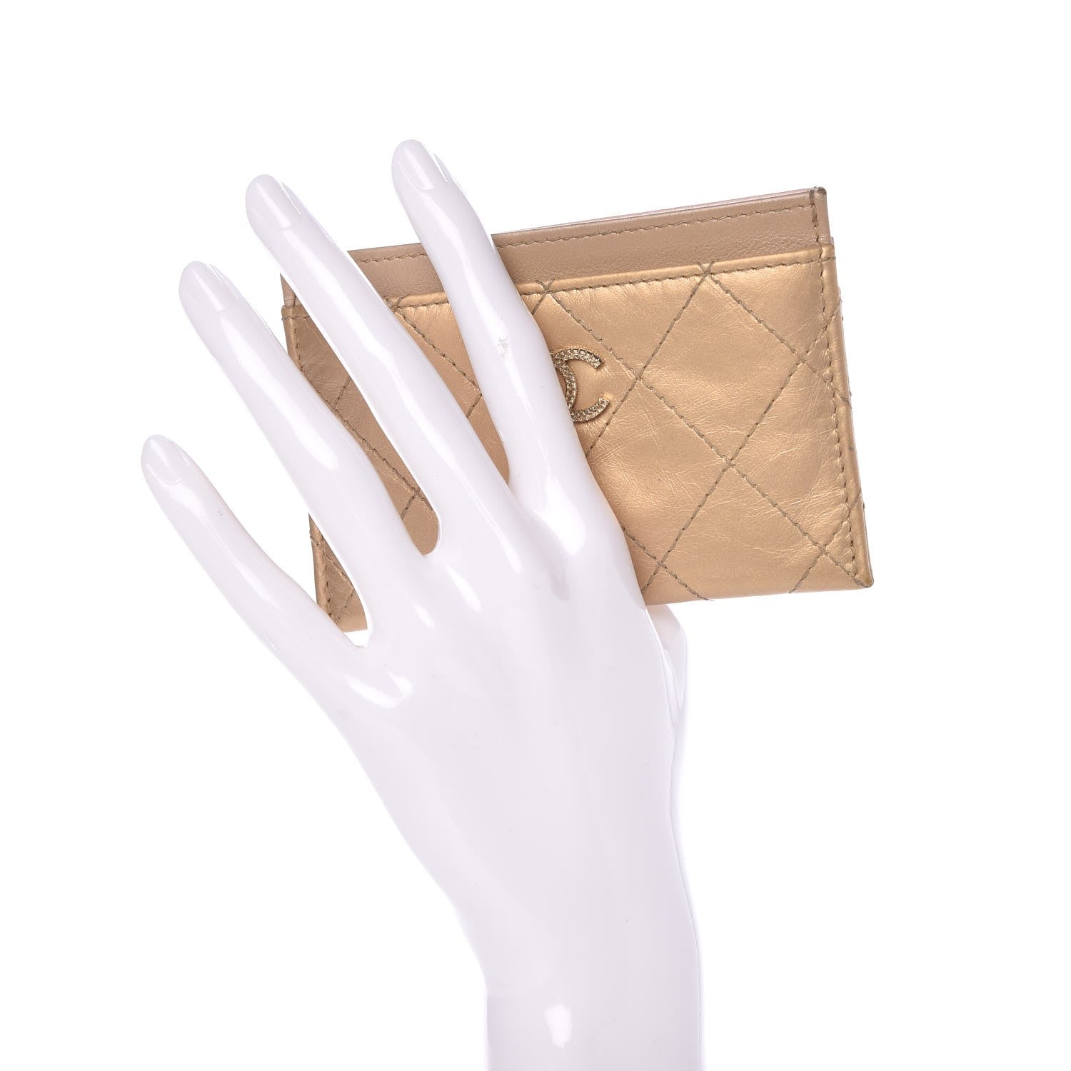 Chanel Aged Metallic Calfskin Quilted Palette Card Holder Gold 2 of 8