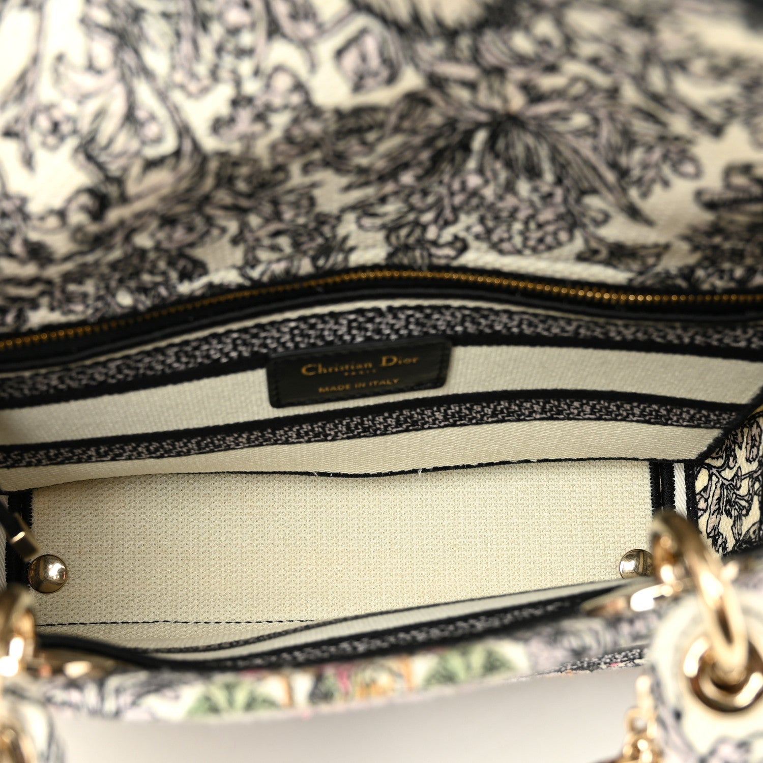 Christian Dior Canvas Around the World Embroidered Medium Lady D-Lite White Multicolor 5 of 10