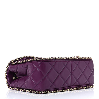 Chanel Crumpled Calfskin Medium Chain All Over Flap Purple 4 of 10