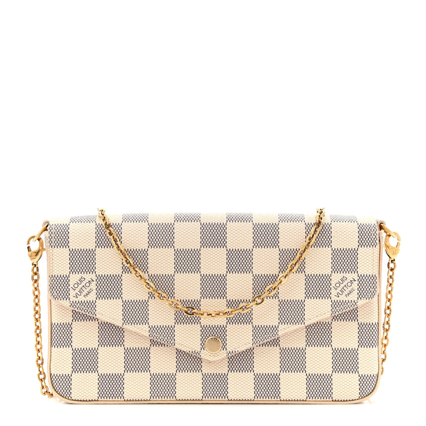 Damier Azur Pochette Felicie Chain Wallet Rose Ballerine