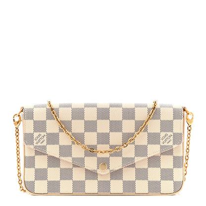 Louis Vuitton Damier Azur Pochette Felicie Chain Wallet Rose Ballerine 1 of 13