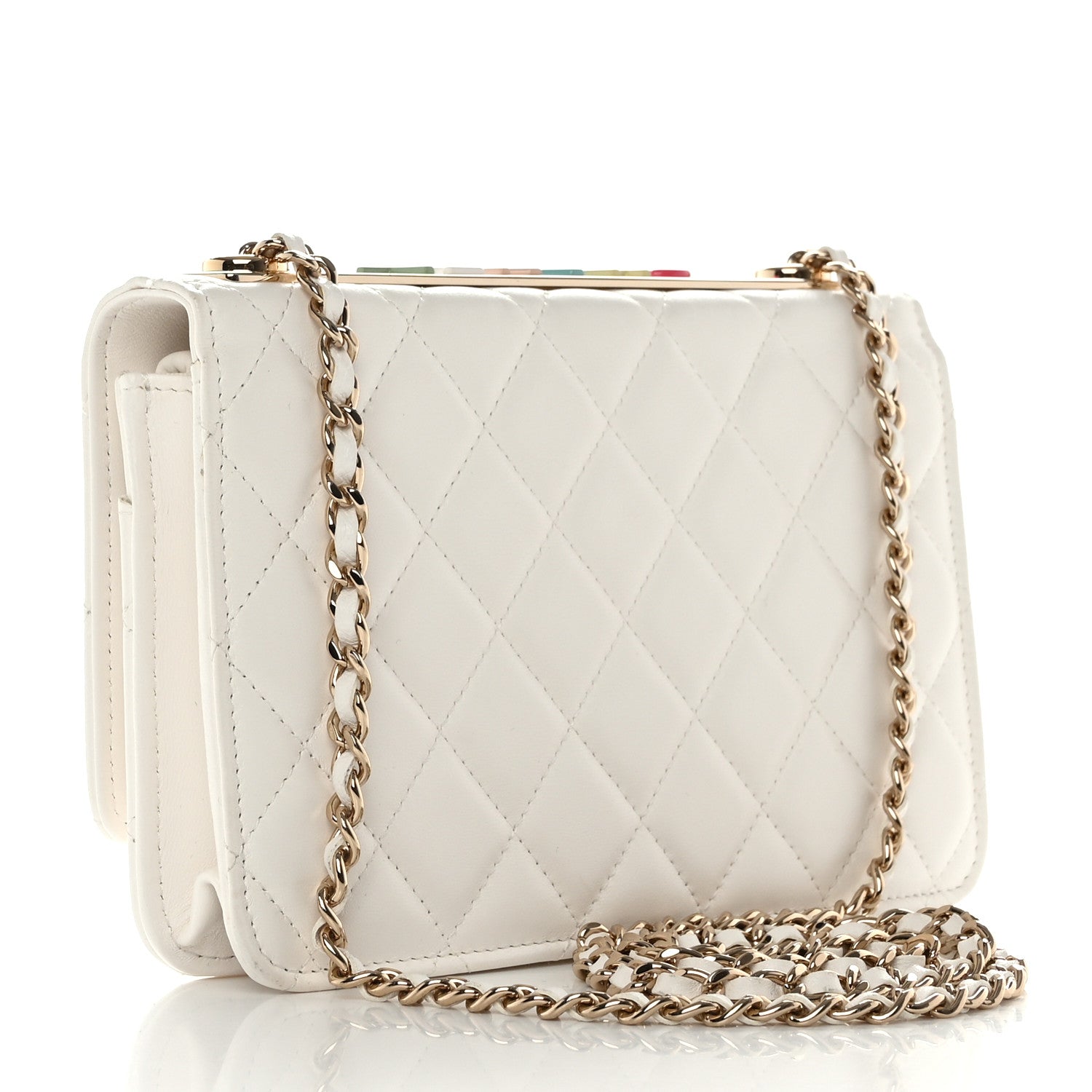 Chanel Lambskin Quilted Trendy CC Wallet On Chain WOC White 3 of 12