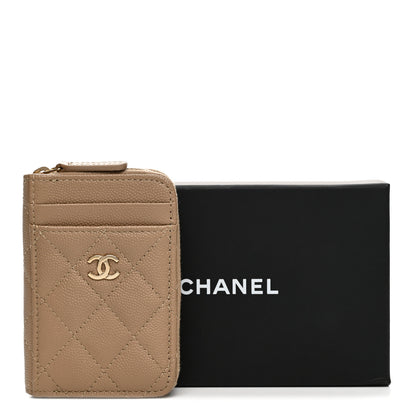 Chanel Caviar Quilted Zip Card Holder Beige Beige 8 of 8