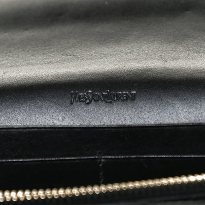 Saint Laurent Textured Patent Belle de Jour Chain Clutch Black 6 of 9