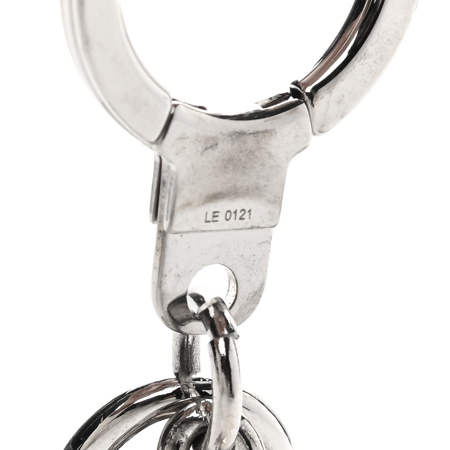 Metal Palladiium Finish LV Initiales Bag Charm Key Holder Silver