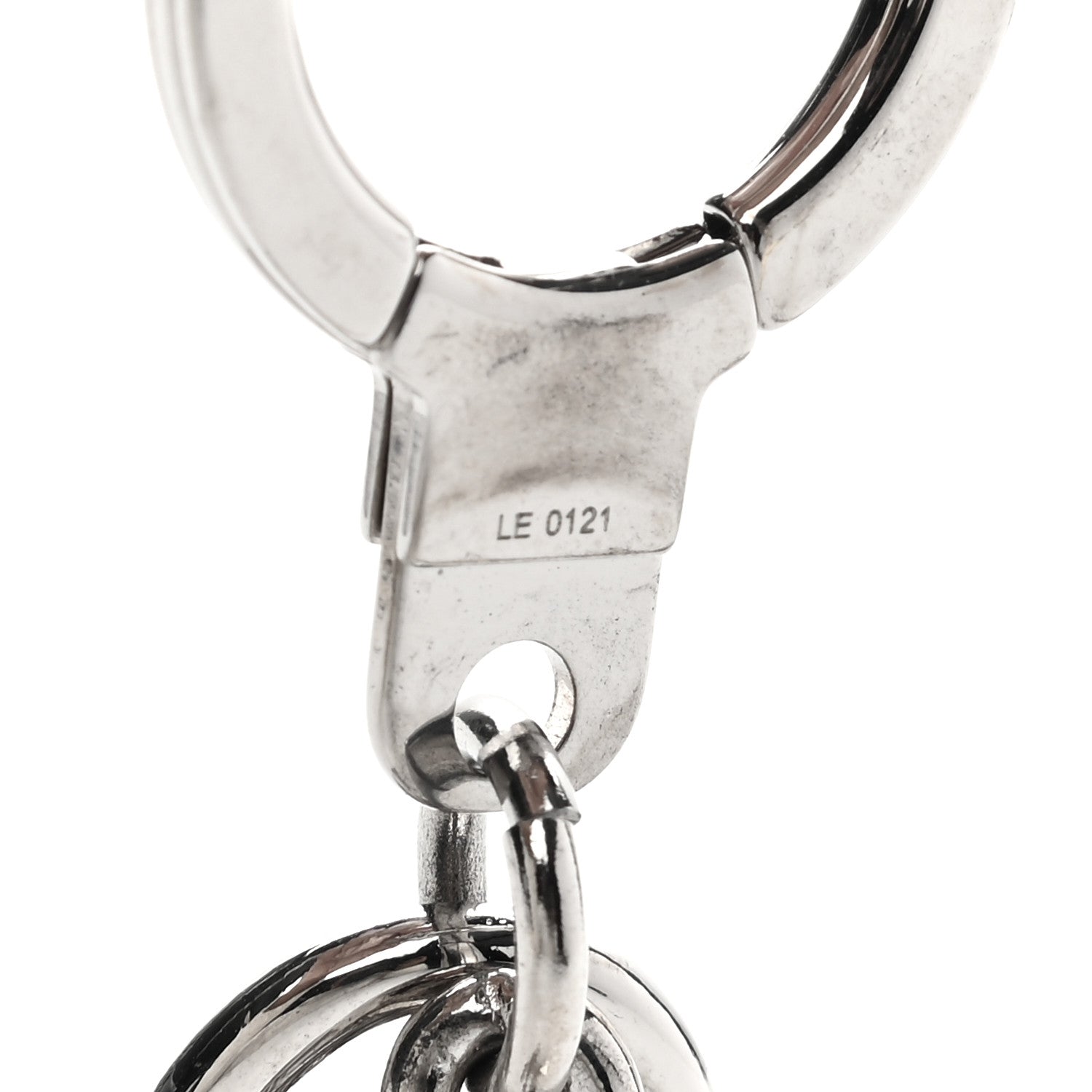 Louis Vuitton Metal Palladiium Finish LV Initiales Bag Charm Key Holder Silver 4 of 4