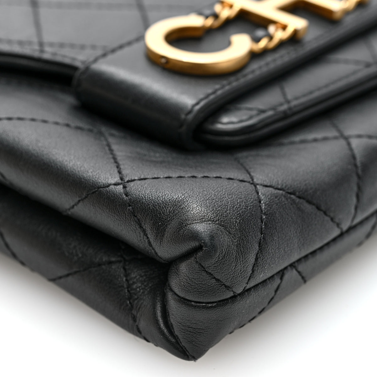 Chanel Calfskin Quilted Enchained Clutch Black 9 of 10
