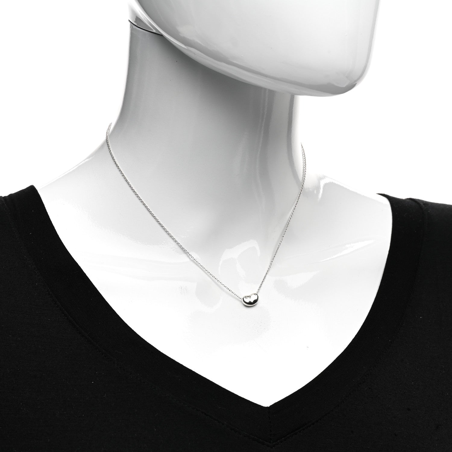 Tiffany Sterling Silver 9mm Elsa Peretti Bean Pendant Necklace 2 of 4