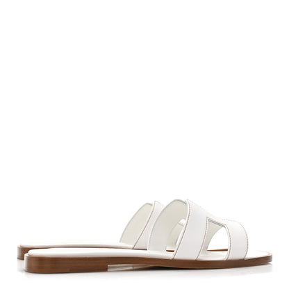 Hermes Box Calfskin Oran Sandals 36.5 White 4 of 9