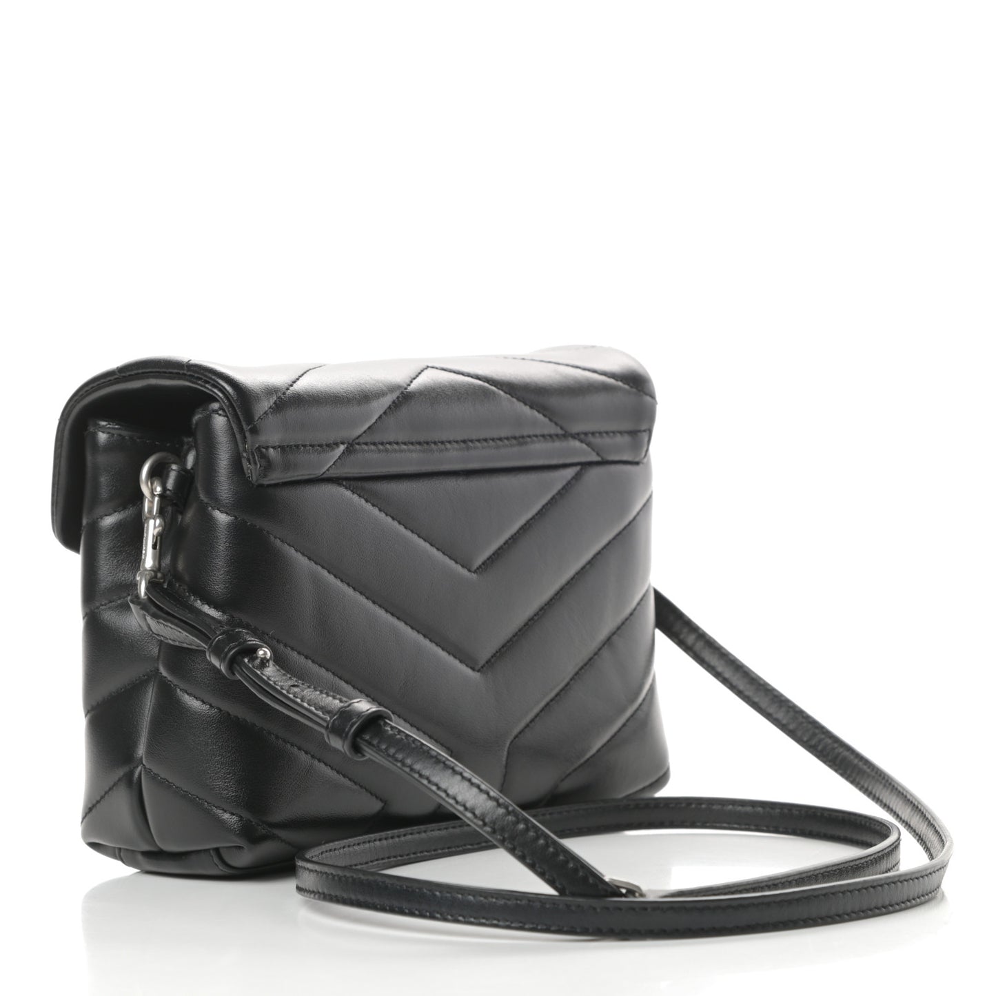 Calfskin Y Quilted Monogram Toy Loulou Crossbody Bag Black