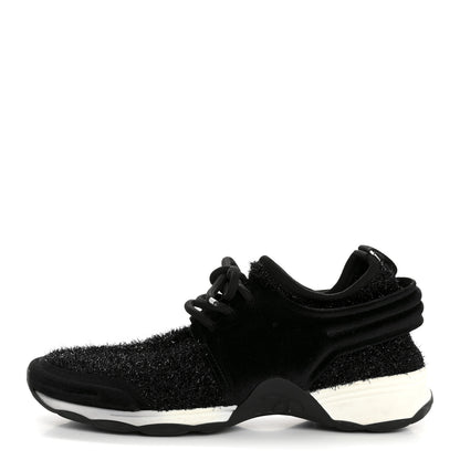 Chanel Stretch Fabric Womens CC Sneakers 37.5 Black 1 of 9