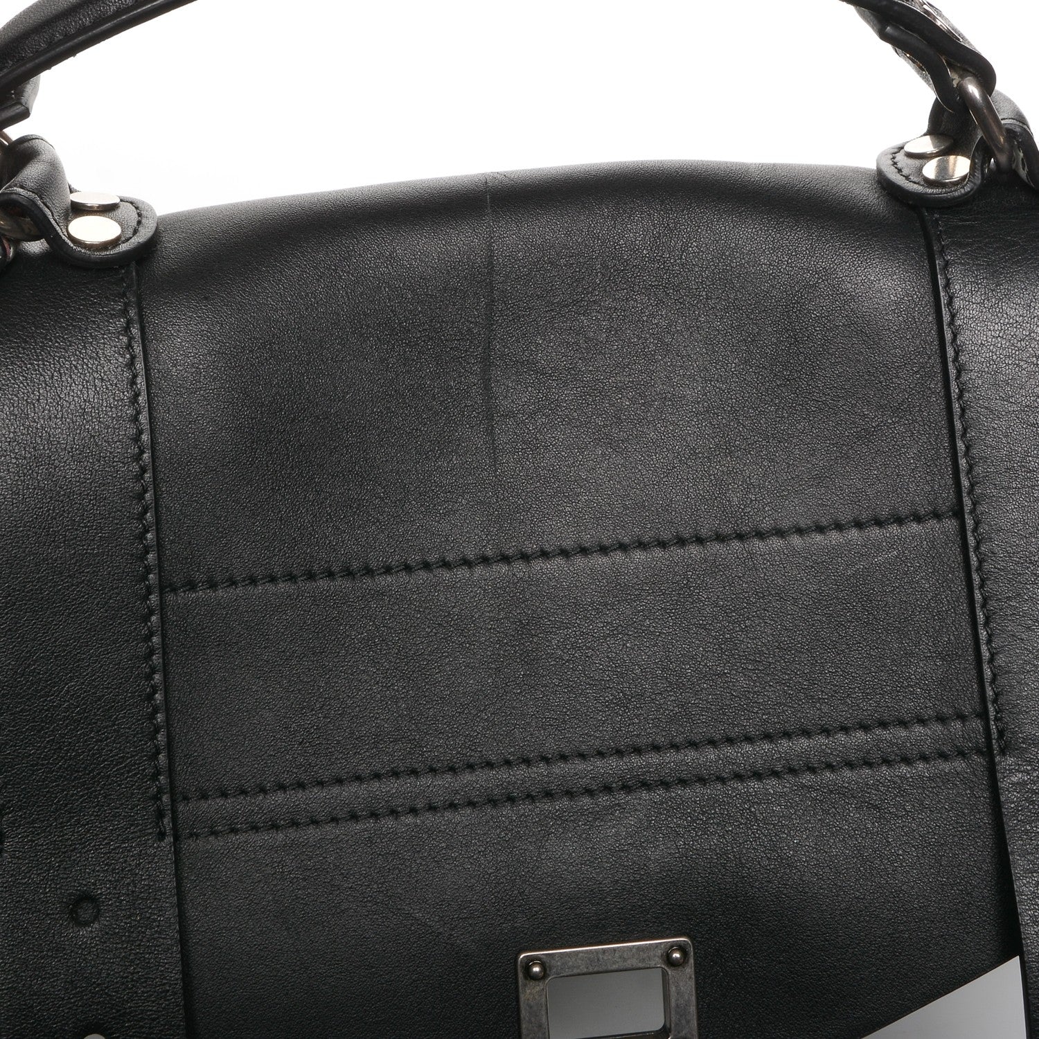 Proenza Schouler Calfskin Triangle Print Medium PS1 Satchel Black White 7 of 8