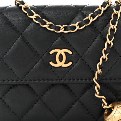 Chanel Lambskin Quilted Pearl Crush Clutch With Chain Black 9 of 12