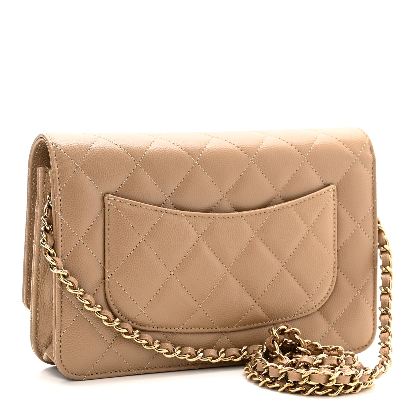 Caviar Quilted Wallet On Chain WOC Dark Beige