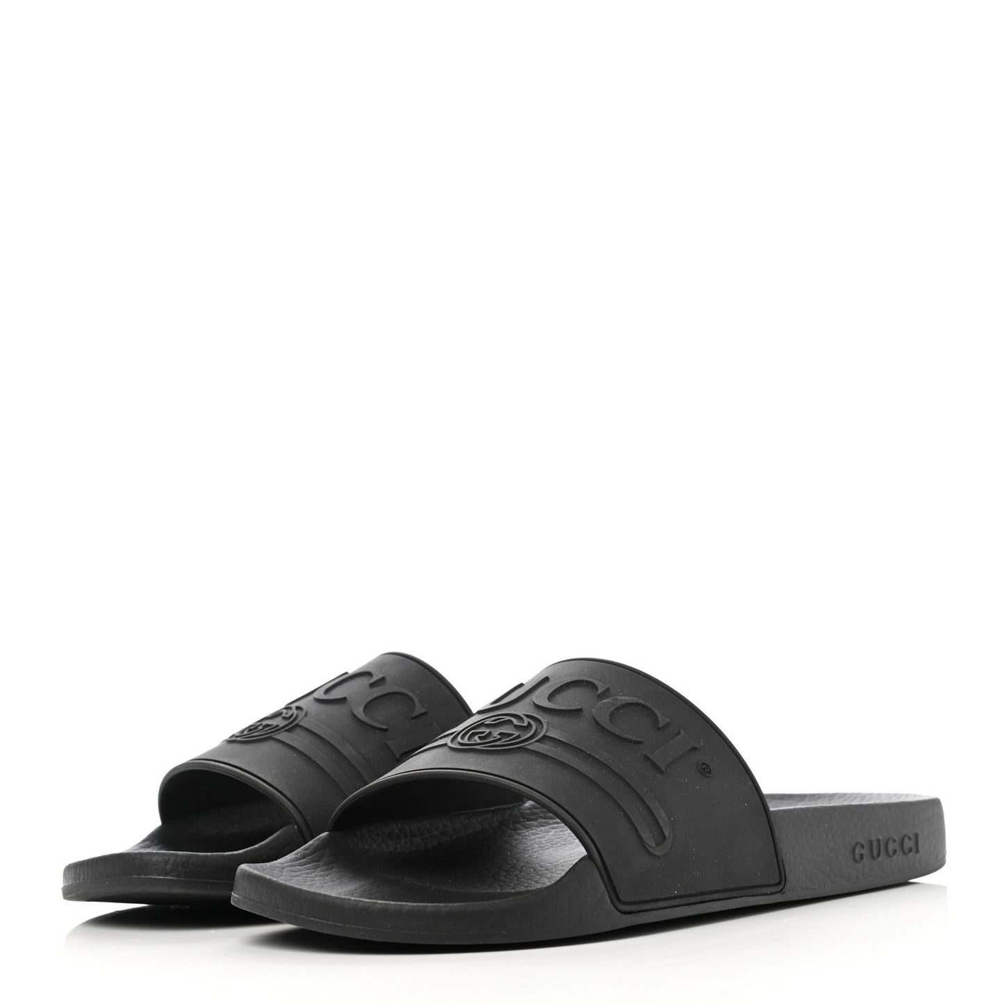 Rubber Logo Stamped Mens Slide Sandals 41 Black