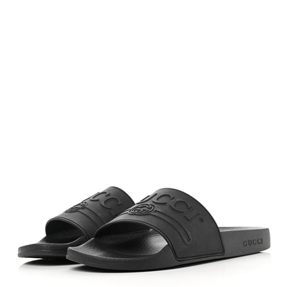 Gucci Rubber Logo Stamped Mens Slide Sandals 41 Black 3 of 6