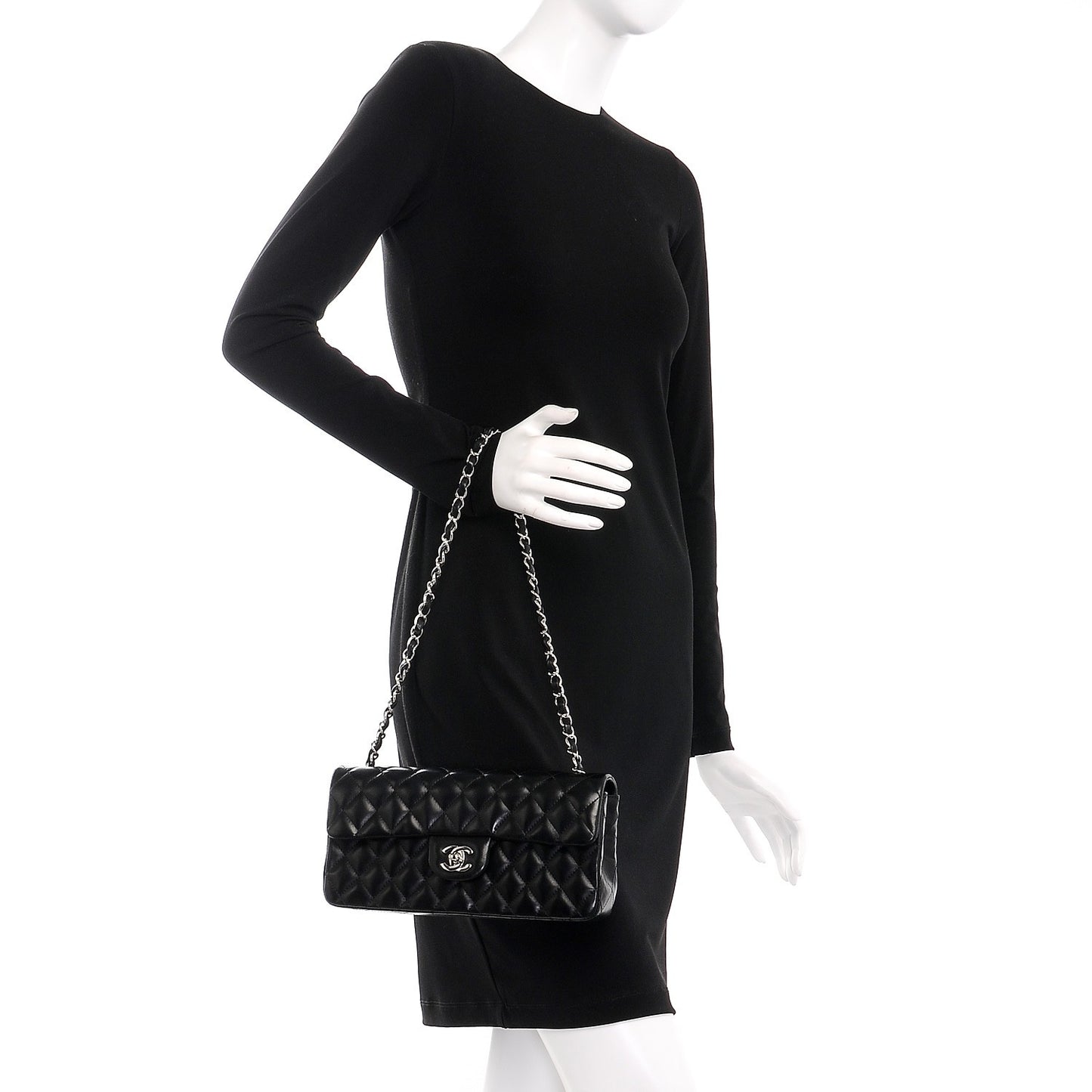 Lambskin Quilted East West Flap Black