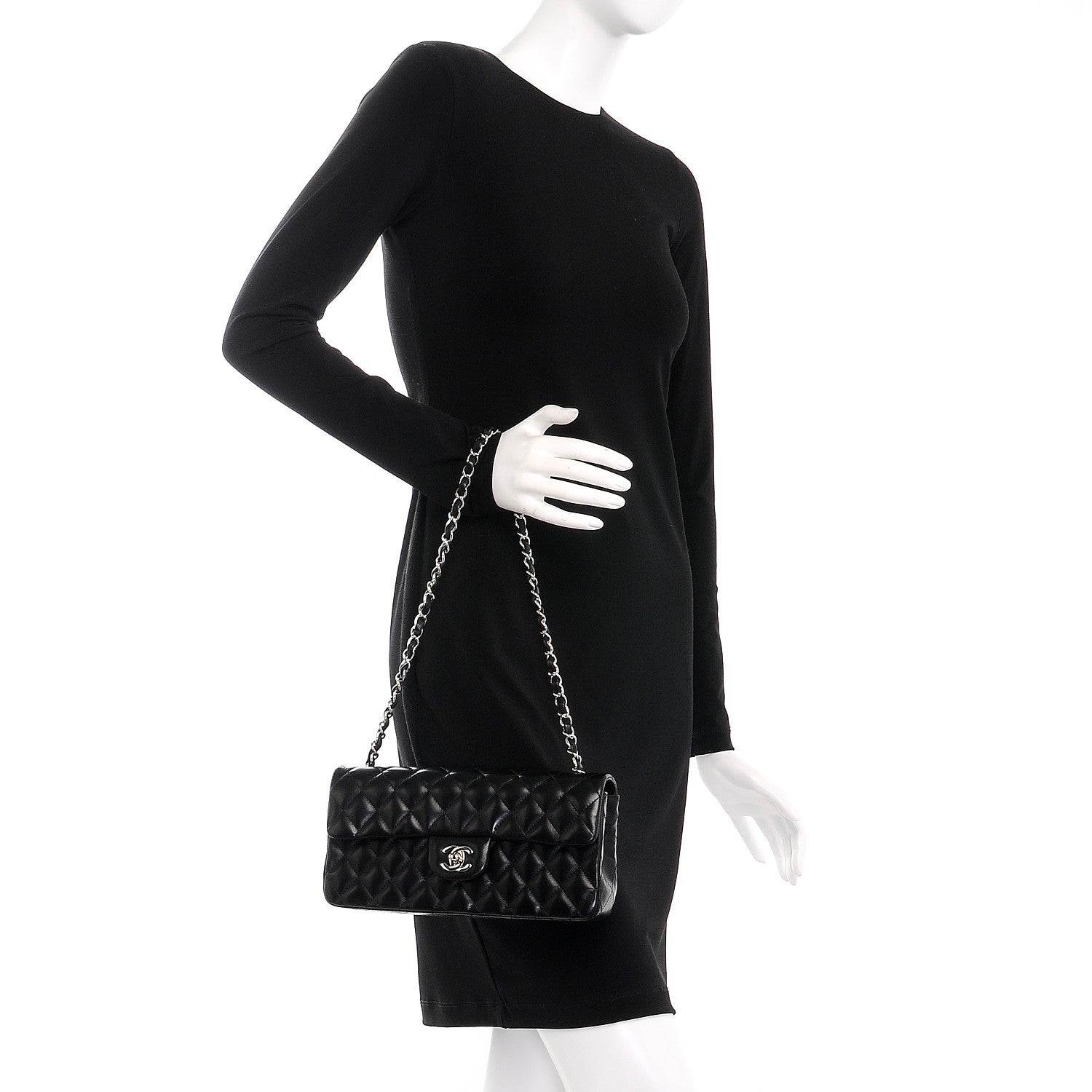 Chanel Lambskin Quilted East West Flap Black 2 of 10