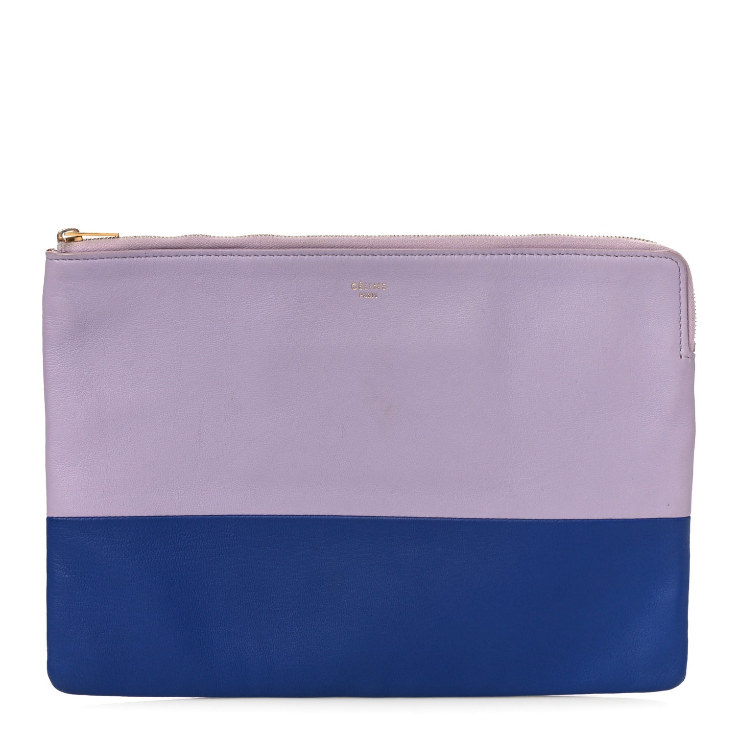 Smooth Lambskin Bi-Color Solo Clutch Pouch Light Purple Royal Blue