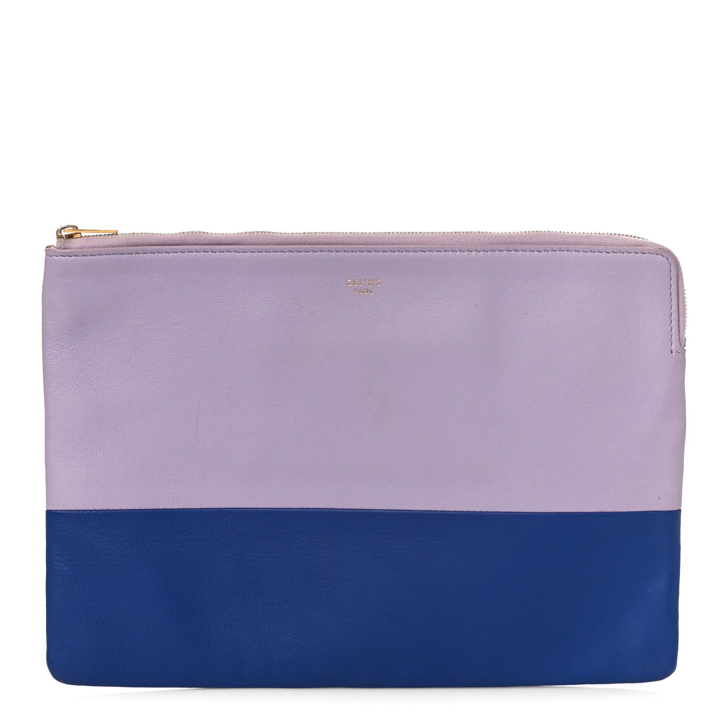 Celine Smooth Lambskin Bi-Color Solo Clutch Pouch Light Purple Royal Blue 1 of 10