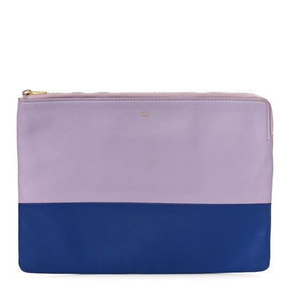Celine Smooth Lambskin Bi-Color Solo Clutch Pouch Light Purple Royal Blue 1 of 10