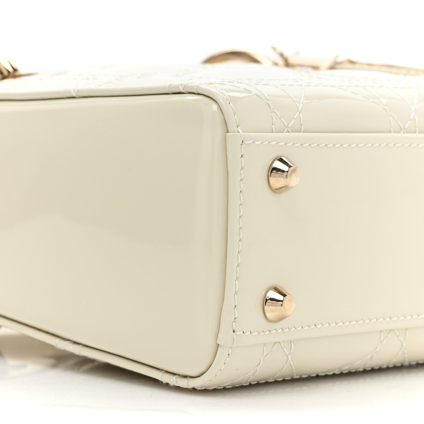 Patent Cannage Mini Lady Dior Latte