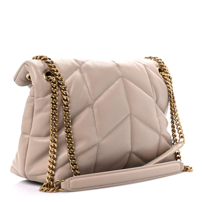 Saint Laurent Lambskin Quilted Small Loulou Puffer Monogram Chain Satchel Dark Beige 3 of 10