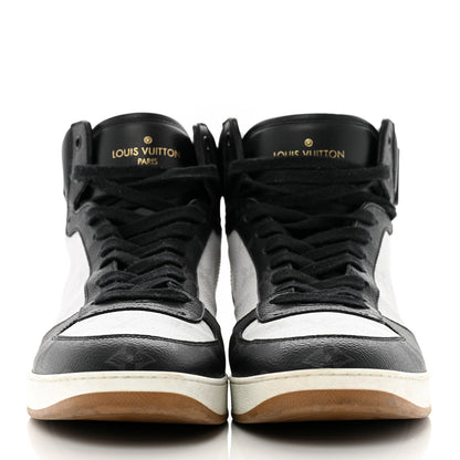 Louis Vuitton Calfskin Monogram Mens Rivoli High Top Sneakers 9 Black 3 of 13
