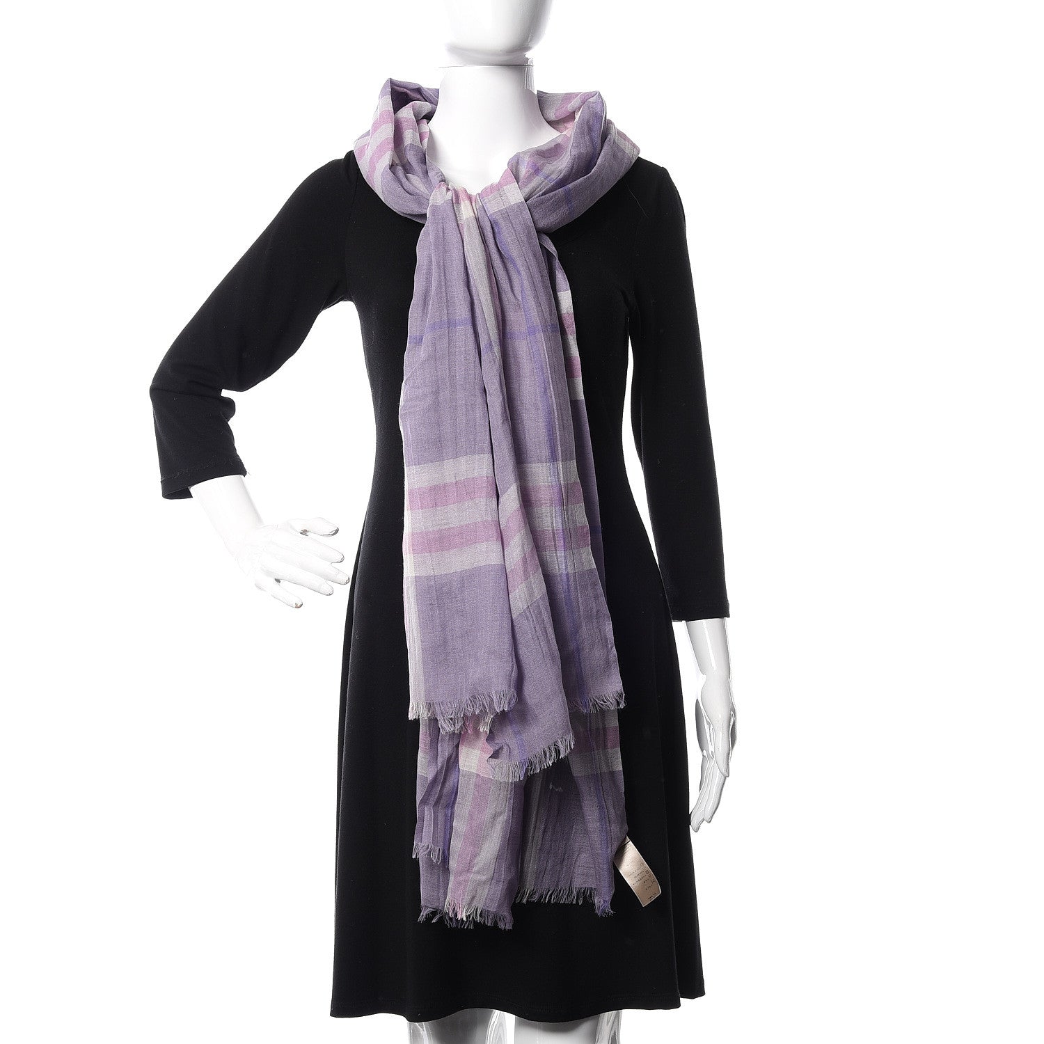 Burberry Wool Silk Gauze Giant Check Lightweight Scarf Pale Orchid 2 of 4