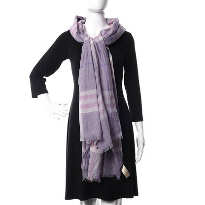 Burberry Wool Silk Gauze Giant Check Lightweight Scarf Pale Orchid 2 of 4