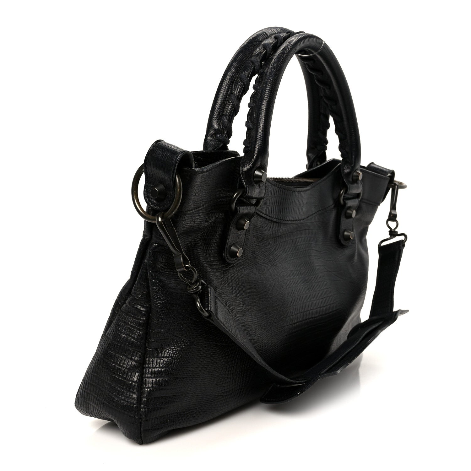 Balenciaga Lizard Embossed First Black 2 of 9